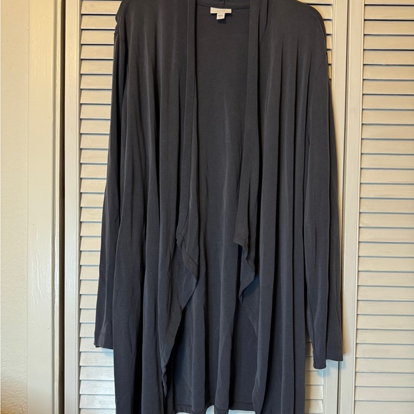 Jones New York Faux Leather Jacket with Knit Collar - Picture 2 of 6